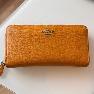 Coach Tangerine Leather Zip Wallet